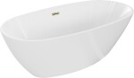 MEXEN/S - Eris voľne stojaca vaňa 155 x 80, biela, sifón a prepad zlatá 53441558000-50