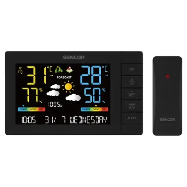 Sencor SWS 4440 meteostanica čierna / LCD / bezdrôtový snímač (8590669379279)