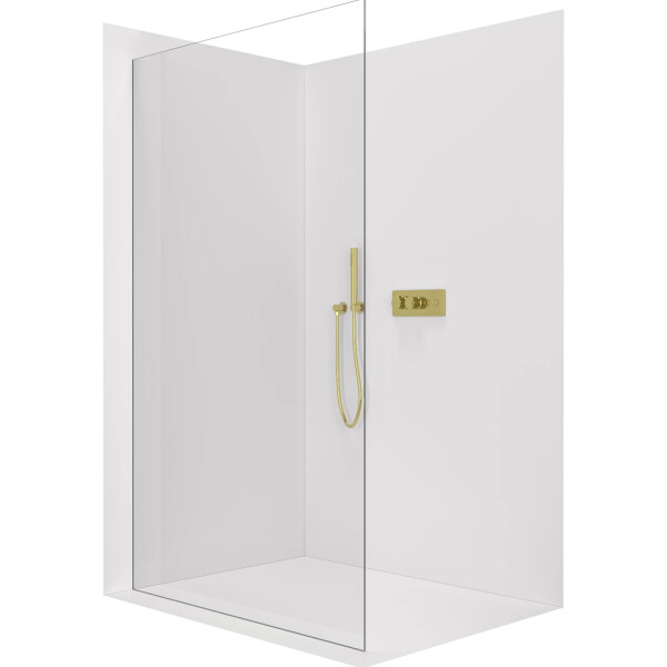 CERANO - Sprchová zástena Walk-in Crystal Ľ/P - 8 mm - bezvzperový systém - zlatá, transparentné sklo - 100x200 CER-8050BD6647