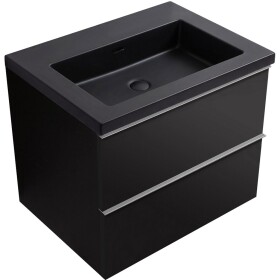 CERANO - Kúpeľňová skrinka Velora - čierna matná, úchytka chróm + umývadlo z lit. mramoru Ovo - čierna matná - 60,5x58x46,5 CER-979960