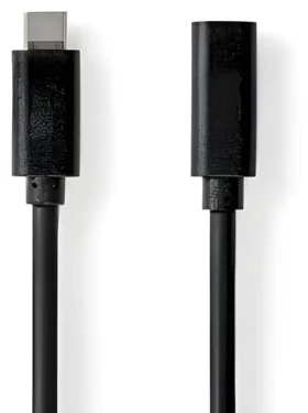 Nedis USB-C (M) - USB-C (F) 3.2 Gen1 2m čierna / Predlžovací kábel / 60 W / 5 Gbps / 4K 60Hz (CCGL64010BK20)