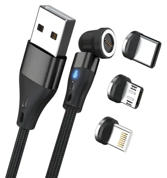 RealPower MagneticCharge3 čierna / Magnetický nabíjací kábel / USB-A / 3 A / 1 m / 6 adaptérov (439631)