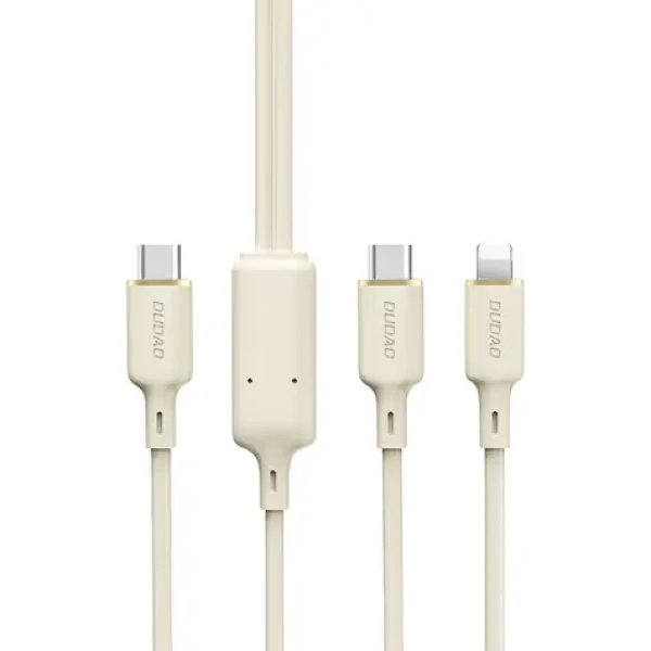 Dudao Dátový kábel L7SF 2v1 / USB-C / USB-C / Lightning 100W / 1.2 m / béžová (156312)