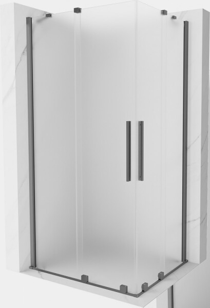 MEXEN/S - Velar Duo sprchovací kút, posuvné dvere 90 x 80, dekor, grafit metal 871-090-080-32-95