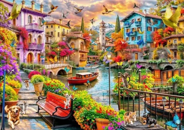 BlueBird Puzzle Dedinka na kanáli