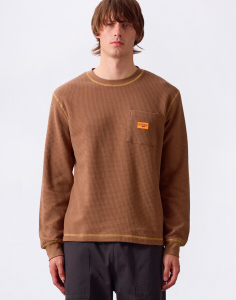 Service Works Waffle Contrast Thermal LS Tee Brown/Yellow L