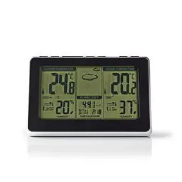 Nedis Meteorologická stanica čierna / Vnútorná a Vonkajšia / Predpoveď počasia / Zobrazením času / LCD (WEST400BK)