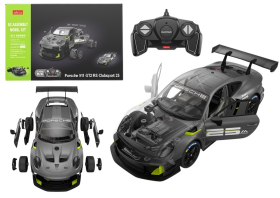 RASTAR Stavebnica Porsche 911 GT2 na diaľkové ovládanie 1:18 Rastar 68 dielov šedej