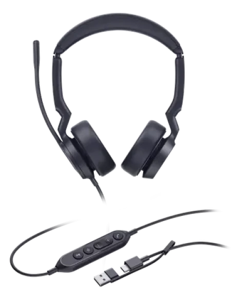 Yealink UH44 Dual UC čierna / Stereo náhlavná súprava / mikrofón / USB-C USB-A / kábel 2,15 m (1308187)