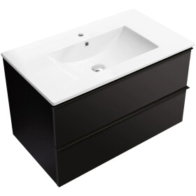 CERANO - Kúpeľňová skrinka Velora - čierna matná, úchytka čierna + keramické umývadlo Todo - 81x55x46,5 CER-665155
