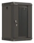 Lanberg WF11 čierna / Nástenná skriňa / 10" / 9U / 300x300 mm / sklenené dvere / ploché balenie (WF11-3309-10B)