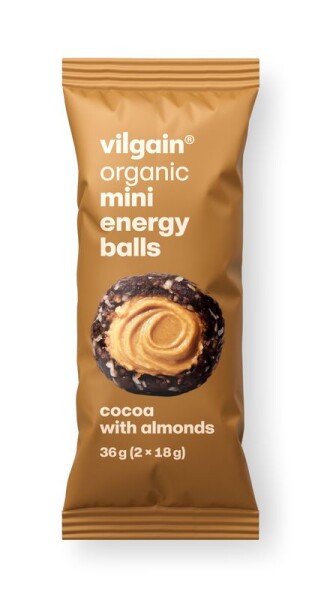 Vilgain Mini Energy Balls BIO – kakao s mandľami 36 g (2 x 18 g)