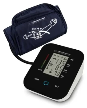 Esperanza ECB006 čierna / Pažný tlakomer / poloautomatický / manžeta 22-32 cm / 2×99 záznamov / USB-C (ECB006)