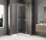 POLYSAN - GLOBE GOLD MATT štvrťkruhová sprchová zástena 1000x1000, číre sklo, pravé GB2610RG