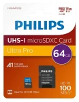Philips microSDXC 64 GB + adaptér / Pamäťová karta / Class 10 / UHS-I U3 / V30 (FM64MP65B/00)