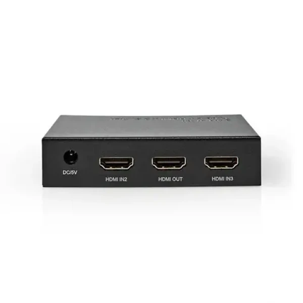 Nedis VSWI34721AT HDMI prepínač 3 vstupy - 2 HDMI + 1 USB-C na 1 výstup / 4K @ 60Hz / 18 Gbps / HDCP 2.2 / hliník (VSWI34721AT)