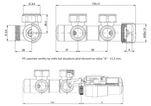 HOPA - TERM-SET, stredový ventil (Z4) - Farba - Zlatá lesklá, Variant - Pravá RDTERMSETRZG