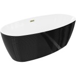 MEXEN/S - Lira voľne stojaca vaňa vzor 170 x 80, biela/čierna, sifón a prepad zlatá 52831708075-50