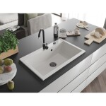 MEXEN/S MEXEN/S - Elix granitový drez 1-miska 800 x 500 mm, biela, sifón čierna 6527801005-20-B