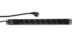 LogiLink Napájacia lišta 19" 9x230V čierna / Zásuvková lišta / bez vypínača / 2 m / 16 A (PDU9C03)
