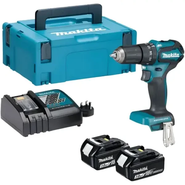 Makita LXT 18V Aku príklepový vŕtací skrutkovač / Aku príklepový vŕtací skrutkovač / 2x akumulátor 2,0 Ah / Kufor Makpac (DHP485RAJ)