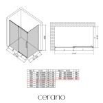 CERANO - Sprchovací kút Lantono - ľavá - 8 mm - Soft-Close - čierna matná, mliečne sklo - 140x100 - posuvný CER-665272