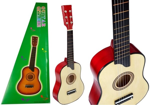 Mamido Drevená gitara s trsátkom krémová