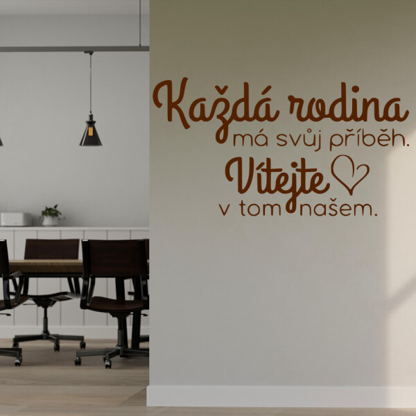 Veselá Stena Samolepka Každá rodina má svoj príbeh Farba: hnědá, Veľkosť: 80 x 45 cm