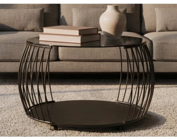 Okrúhly konferenčný stolík Shanghai, 80 cm, čierny/sivý%