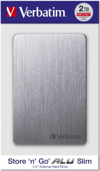 Verbatim Store 'n' Go ALU Slim 2TB šedá / Externý HDD / 2.5" / USB 3.2 / hliník (53665)