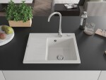 MEXEN MEXEN - Ben granitový drez 1 s odkvapkávačom pravý 600 x 500 mm, biela, sifón chróm 6523605000-20