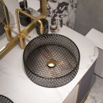 REA - Umývadlo na dosku Cristal Grey 39 nikl Ring REA-U8880