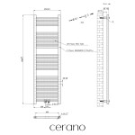 CERANO - Kúpeľňový radiátor Benito - stredové pripojenie 50mm/bočné - 460 W - chróm - 1500x450 mm CER-673851