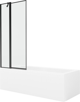 MEXEN/S - Cubik obdĺžniková vaňa 160 x 70 cm s panelom + vaňová zástena 80, čierna vzor 550316070X9408117070