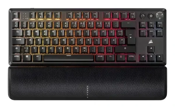 Corsair K70 Core TKL čierna / Herná klávesnica / bezdrôtová / mechanická / Corsair MLX Red / RGB / DE Layout (CH-914901E-DE)