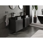MEXEN/S - Rivel kúpeľňová skrinka pod umývadlo 50 cm s doskou, 1 šuplík, reliéf, čierna mat 91A20-05047-1-BFC71