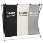 KIK Trojkomorový kôš na bielizeň s organizérom 135 l / Oxford 600D / 65 × 36,5 × 58 cm (400841)