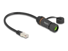 DeLock Kábel RJ45 vidlica - RJ45 zásuvka vodotesný / Sieťový kábel / Cat6a / S/UTP / IP68 / 0,25 m (88147)
