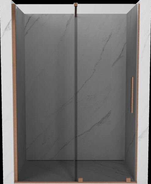 MEXEN/S - Velár posuvné sprchové dvere 130, grafit, meď kartáčovaná 871-130-000-41-65