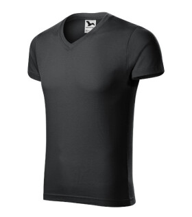 Pánske tričko Slim Fit s výstrihom do V ebony gray S