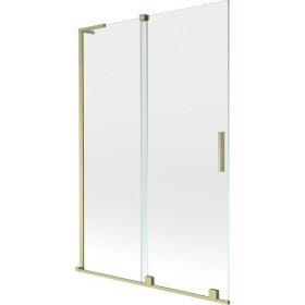 MEXEN/S - Velar L dvojkrídlová posuvná vaňová zástena 120 x 150, transparent, zlatá kartáčovaná 896-120-003-01-55