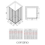 CERANO - Sprchovací kút Volpe Duo Ľ/P - 6 mm - čierna matná, transparentné sklo - 70x80x190 - zalamovacia CER-028513