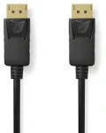 Nedis DisplayPort kábel 3 m čierny / Kábel DisplayPort / 8K/60Hz / Pozlátené konektory / Okrúhly plášť PVC (CCGL38010BK30)