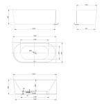 AQUALINE - TIBERA R rohová stojaca vaňa 170x80cm, biela E1015