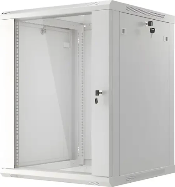 Lanberg WF01-6615-10S sivá / Nástenný rozvádzač 19" / 15U / 600×600 mm / presklené dvere / flat pack (WF01-6615-10S)