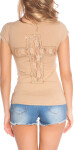 Trendy KouCla Shirt with Cross-Print and Lace CORAL S/M