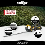 MoWox EHT 6362 Li Excel Series / Aku nožnice na živý plot / 62V / Otočná rukoväť / Dĺžka lišty 63 cm / bez aku a nabíjačky (EHT 6362 Li)