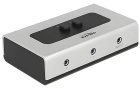 DeLock jack 3.5 mm 2 Port šedočierna / Prepínač / ručný / obojsmerný (87699)