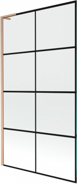 MEXEN/S - Next L vaňová zástena FIX 100 x 150, čierna vzor, meď kartáčovaná 895-100-000-03-77-65