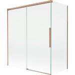 MEXEN/S - Rox vaňová zástena 2-krídlová posuvná 140 + 70 x 150, transparent, měď kartáčovaná 8C9-140-070-65-00